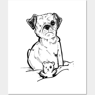 One Eyed Pug dog and his best friend Posters and Art